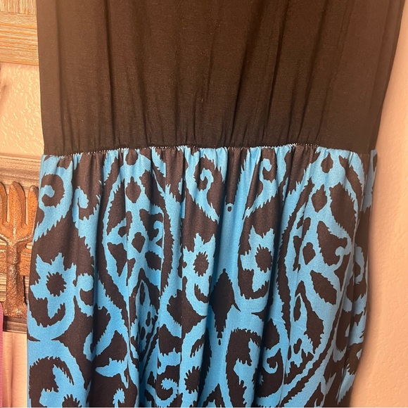 Ours | Blue and black maxi dress, patterned skirt. Small. Can fit medium. - Picture 4 of 7